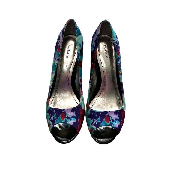 Style & Co Celine Purple Magic Peep Toe Platform High Heel Size 6 EUC - Picture 2 of 7